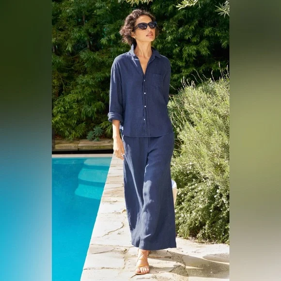Frank & Eileen Linen Set Eileen Button Down and Pull On Pant in Blue - Medium - Picture 16 of 16